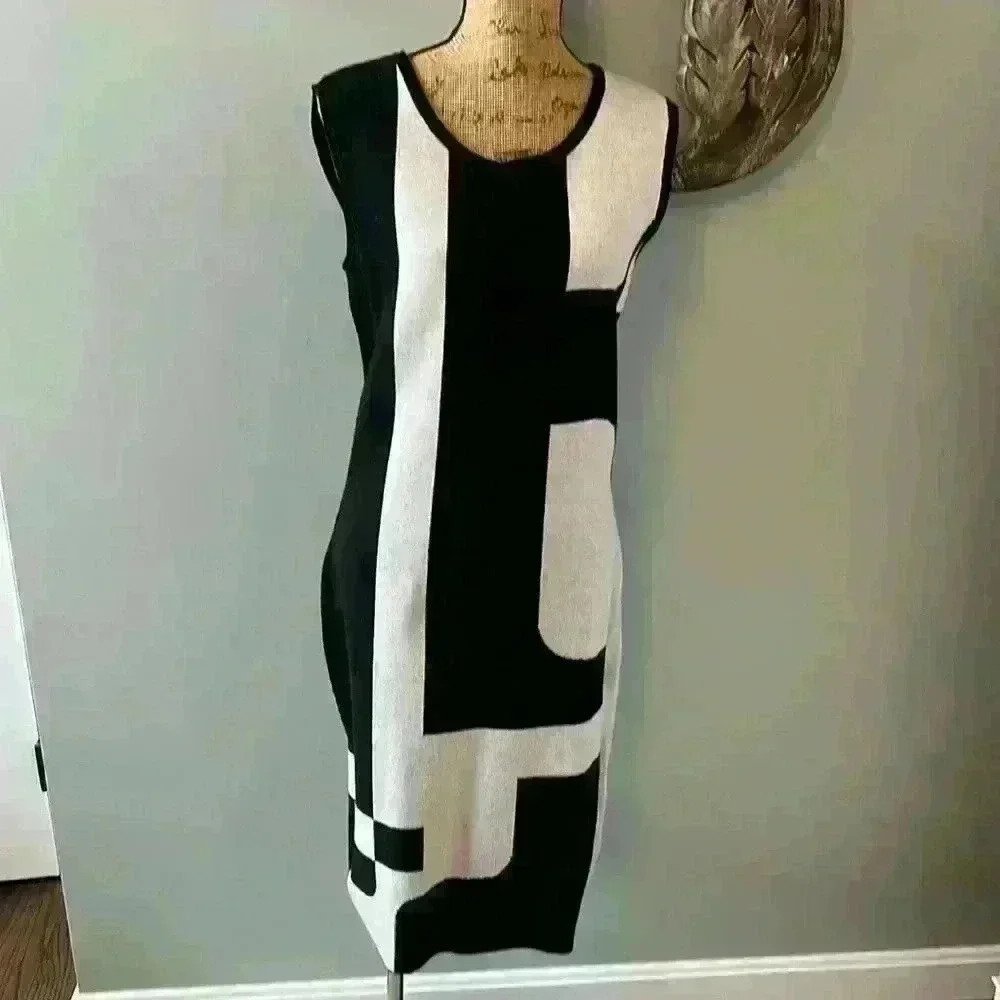 Escada Black/White Knit Dress Size M